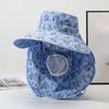 With Mask Sunshade Shawl Cap Floral Neck Protection Hat Portable Picking Tea Hat  Women