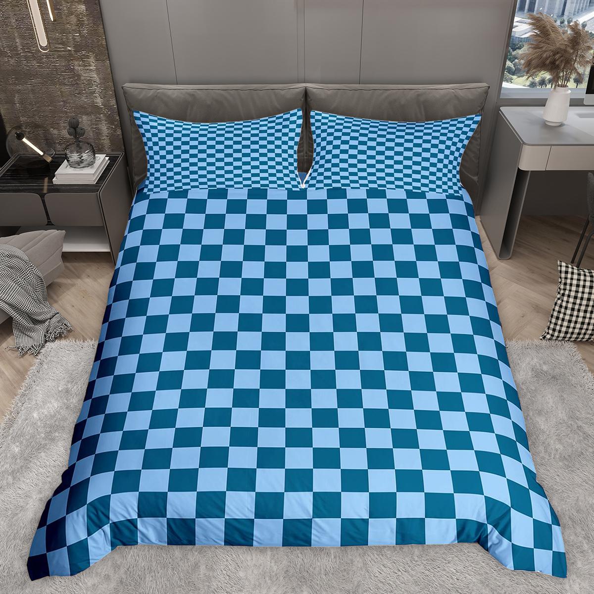 

Homewish Geometric Plaid Duvet Cover Set, Contemporary Minimalist Comforter Cover Set, Buffalo Grid Bed Set DE XS 100x135cm 2pcs&set