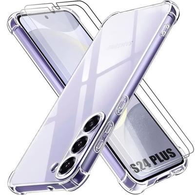 Coque pour Samsung Galaxy S24 Plus (S24+) - Protection Silicone Antichoc Transparent + 2 Verres Trempés