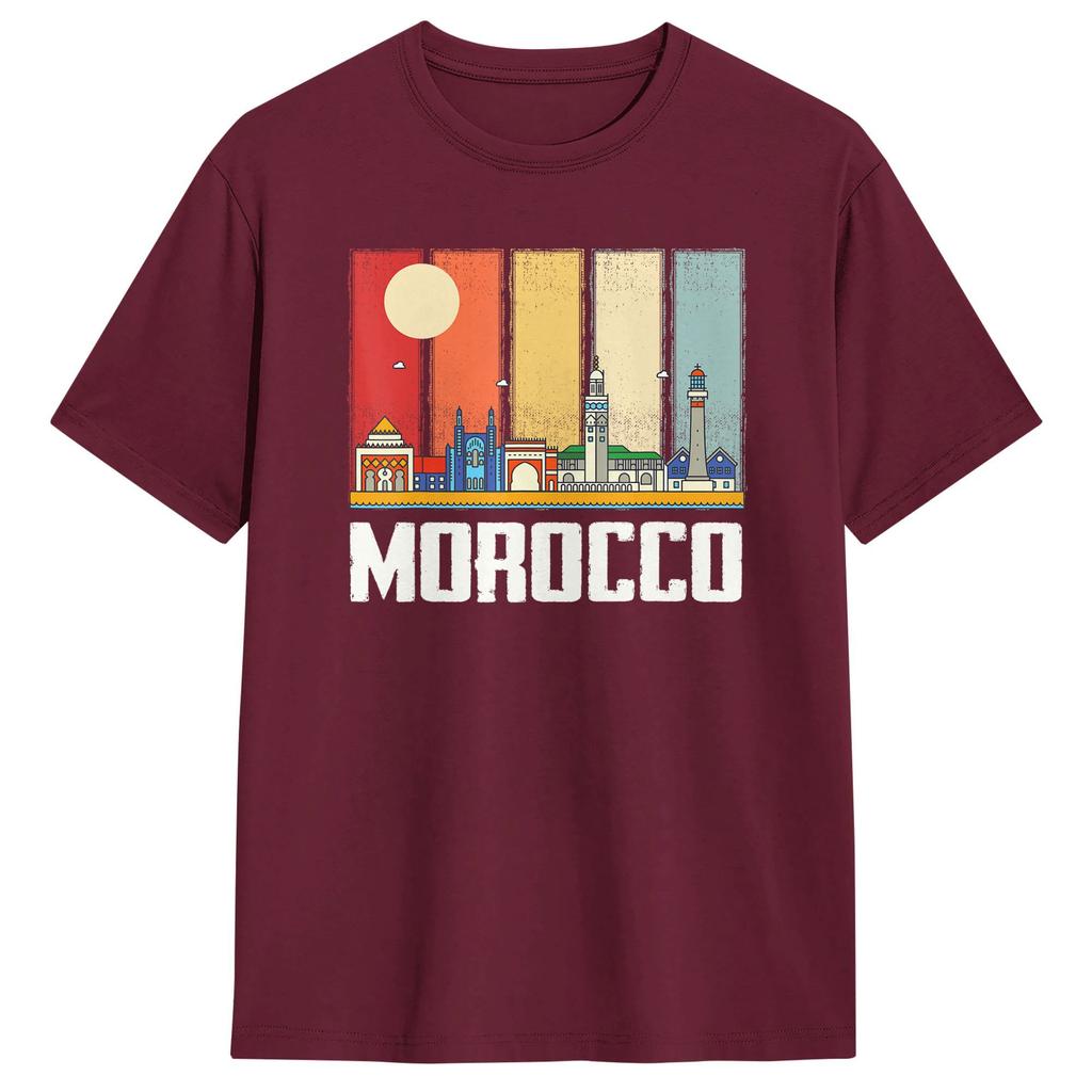 Africa Morocco Skyline Moroccans African Souvenir Gibraltar T Shirts 100 Cotton Tops Crazy Short Sleeve O Neck Tees Printing