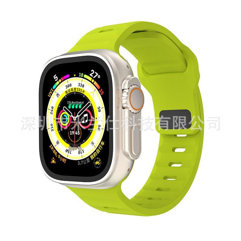 iWatch7 Diamond Buckle Horizontal Stripe S9 Silicone Strap for Apple Watch 8/Ultra