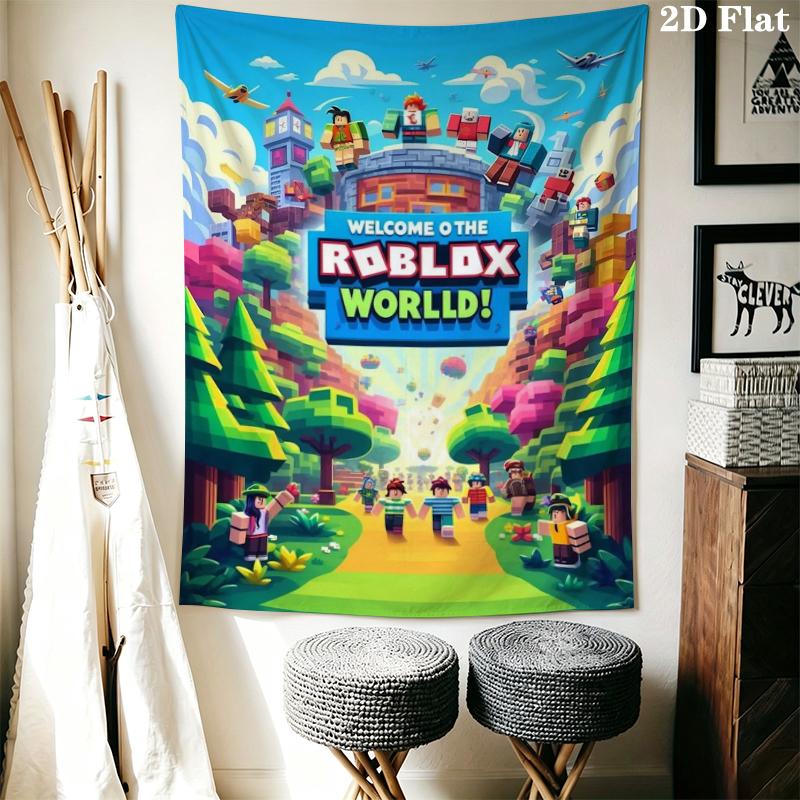 Roblox game Wall Tapestry Aesthetic Wall Hanging Printed Fabric Blanket Decorative Tapestries for Bedroom Living Room Home Decor