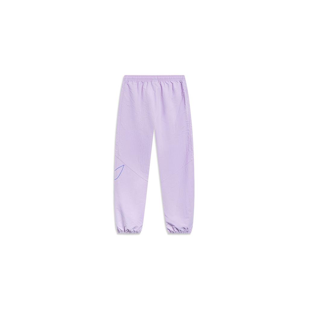 Li Ning Sports Lifestyle Series Solid Color Logo Print Knitted Cuffed Joggers Women Joggers Light-Purple AYKT518-7