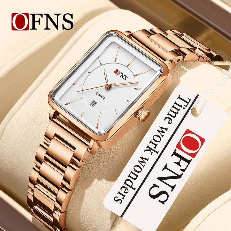 Women's Retro Square Watch Simple Three Needle Waterproof Calendar Display Light Luxury Elegant Quartz Watch