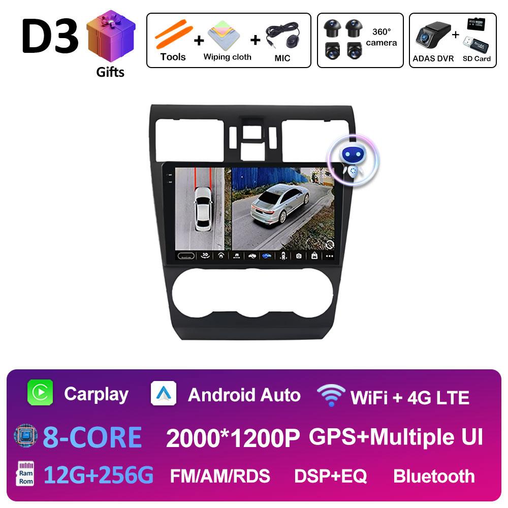 For Subaru Forester 4 SJ XV WRX 2012 2013 2014 2015 Android 14 Car Multimedia Video Radio Player DSP Stereo GPS Navigation WIFI