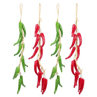 4pcs Simulated Hanging Chili Peppers Set Decorative Chili Peppers Realistic Vegetable Decoration For Kitchen And Restaurant