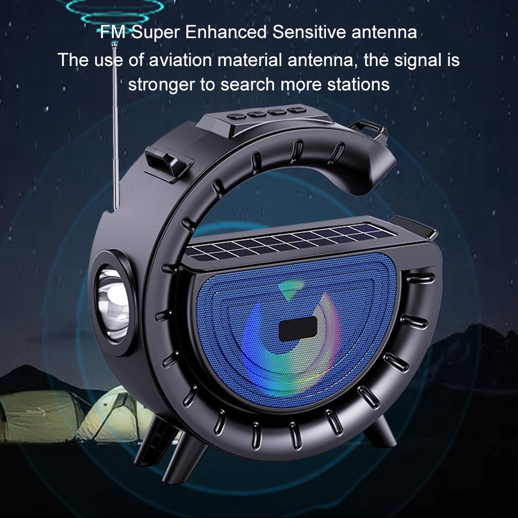 Outdoor Portable Bluetooth Speaker, Large G Flashlight, Solar Player, Wireless Card, Music Household Lamp Party Tools