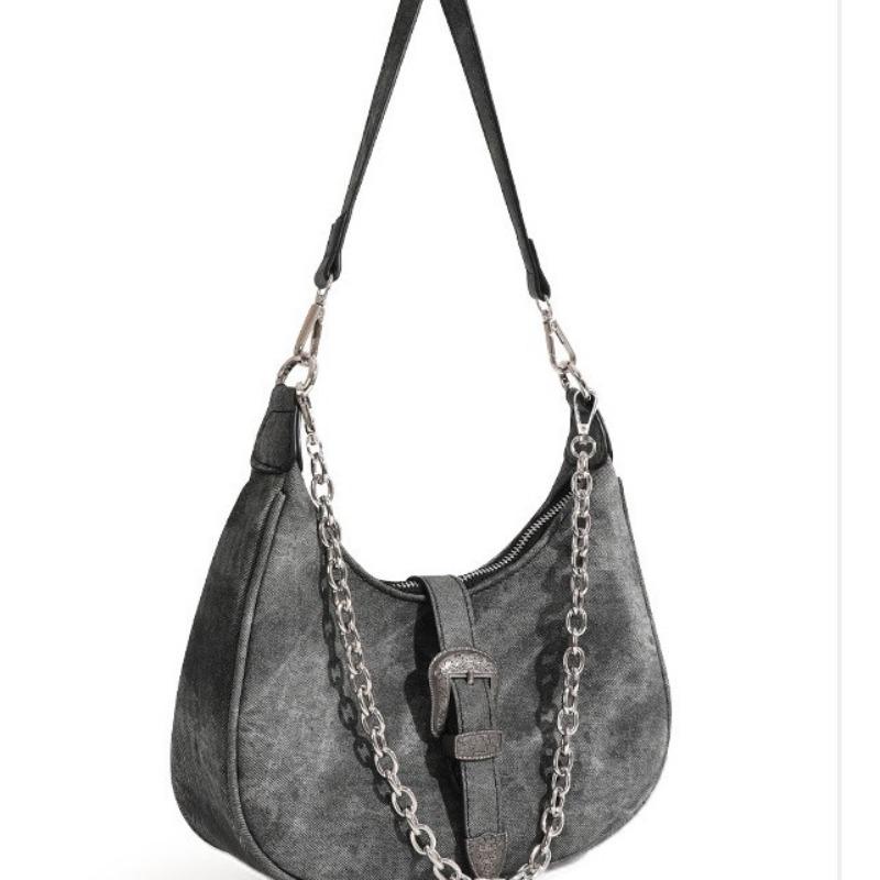 Versatile Fashion Trend New Moon Bag, Retro Crossbody Bag with Shoulder Strap and Chain Handle Bag