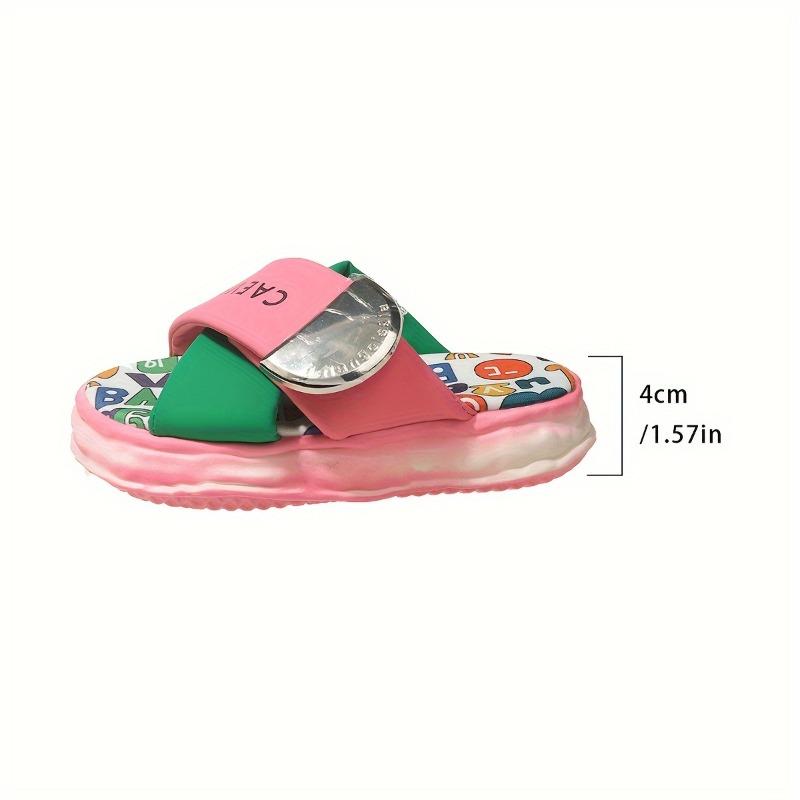 Women's Cute Cartoon Platform Slide Sandals - Open Toe, Thick Sole, PU Cover, All-Season Fashion Shoes