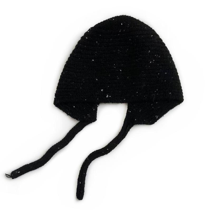 Cat Brother Kids' Polka Dot Lace-up Knit Hat with Ear Protection - Autumn/Winter Fashion for Boys and Girls