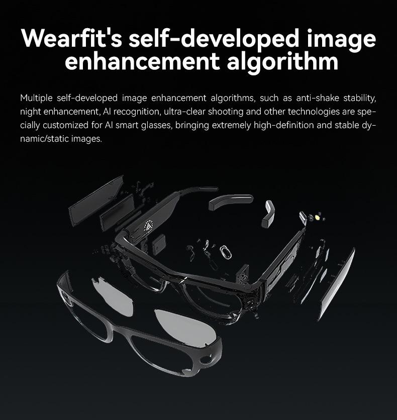 Smarte Navigationsbrille mit 800W HD-Kamera, KI-Videoübersetzung, Bluetooth und Aufnahmeerkennung