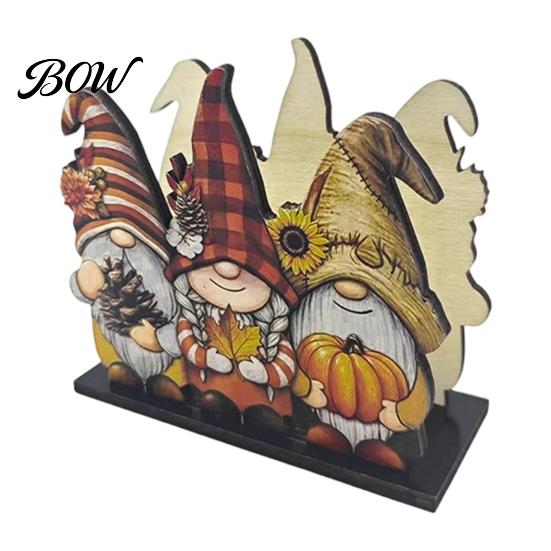 Rustic Pumpkin Maple Leaf Decoration Thanksgiving Solid Wood Napkin Holder, Fall Harvest Gnome Scarecrow Turkey Tissue Rack Dispenser, Waterproof