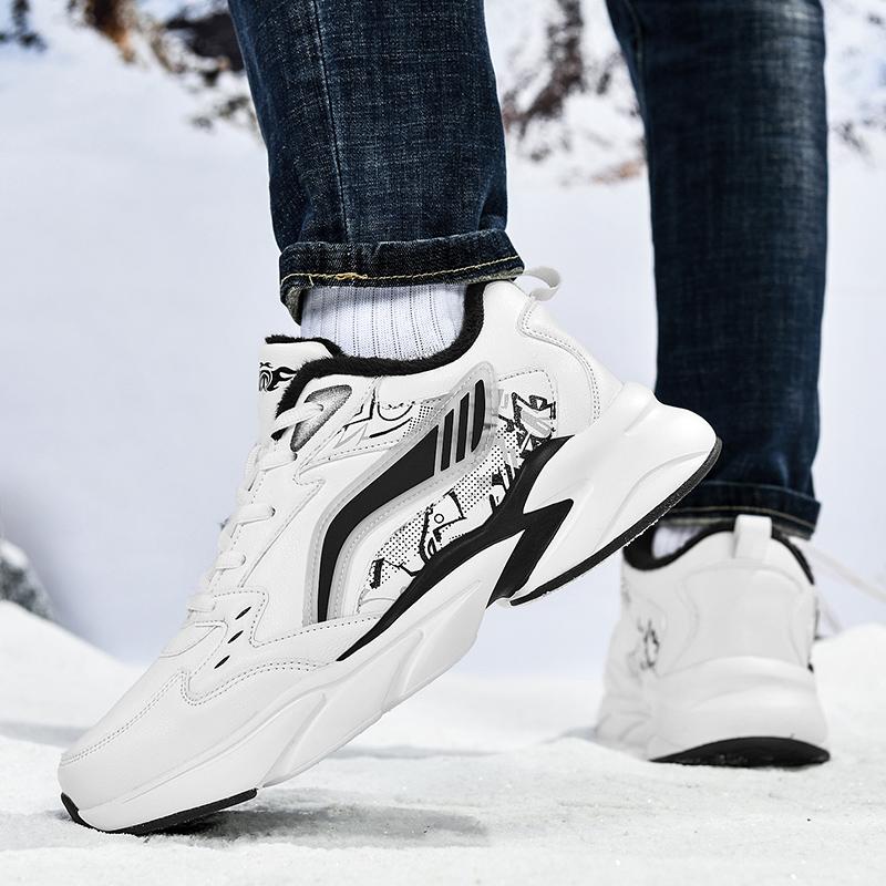 Men's Thicken Winter Warmth Casual Outdoor Fleece-lined Sneakers Soft-sole Speed Running Shoes Fashion Comfortable Cotton Shoes