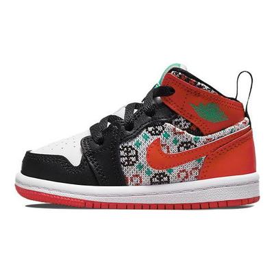 Air 1 Mid SE TD Hässlicher Weihnachtspullover Baby-Sneakers Rot Weiß Schwarz DM1209-150