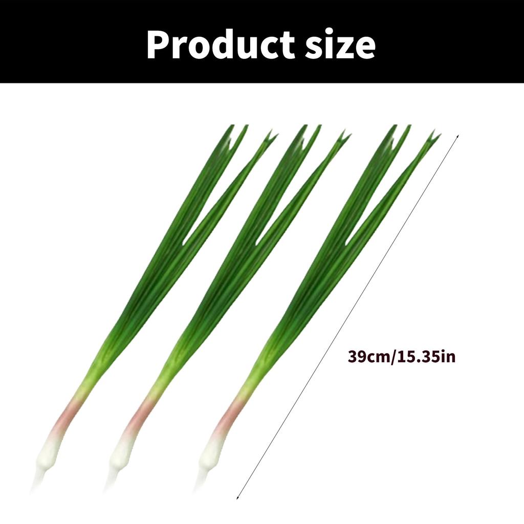 Set Of 3 Artificial Green Scallions Artificial Green Onion Vegetables for Kitchen Home Party Decoration Shop Display