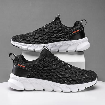 2025 Autumn New Men's Sports Shoes Fly-woven Lightweight Fish Scale Pattern Running Shoes Breathable Korean Version Trendy Men's Shoes