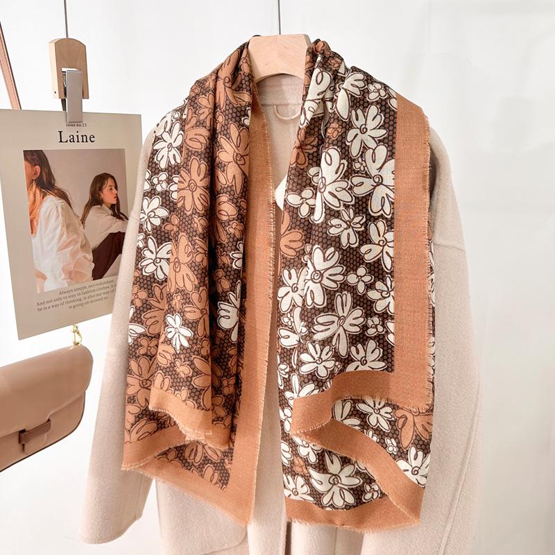 New literary and artistic 130CM large square scarf women's versatile fashion printing spring and autumn temperament dismantling scarf