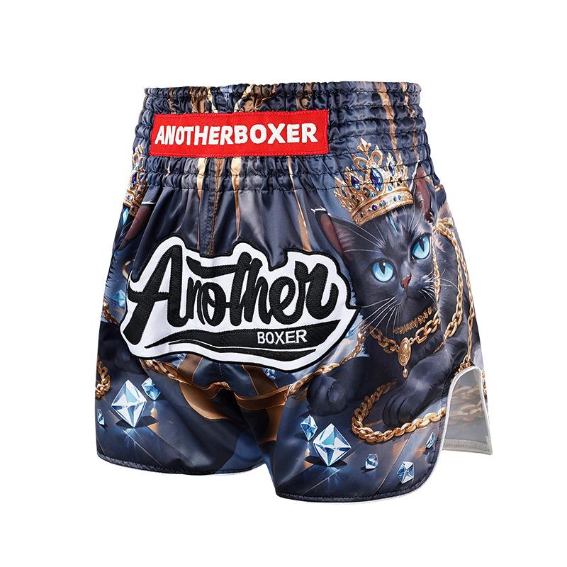 Cat print men s and women s boxing Sanda training clothing free fighting pants S