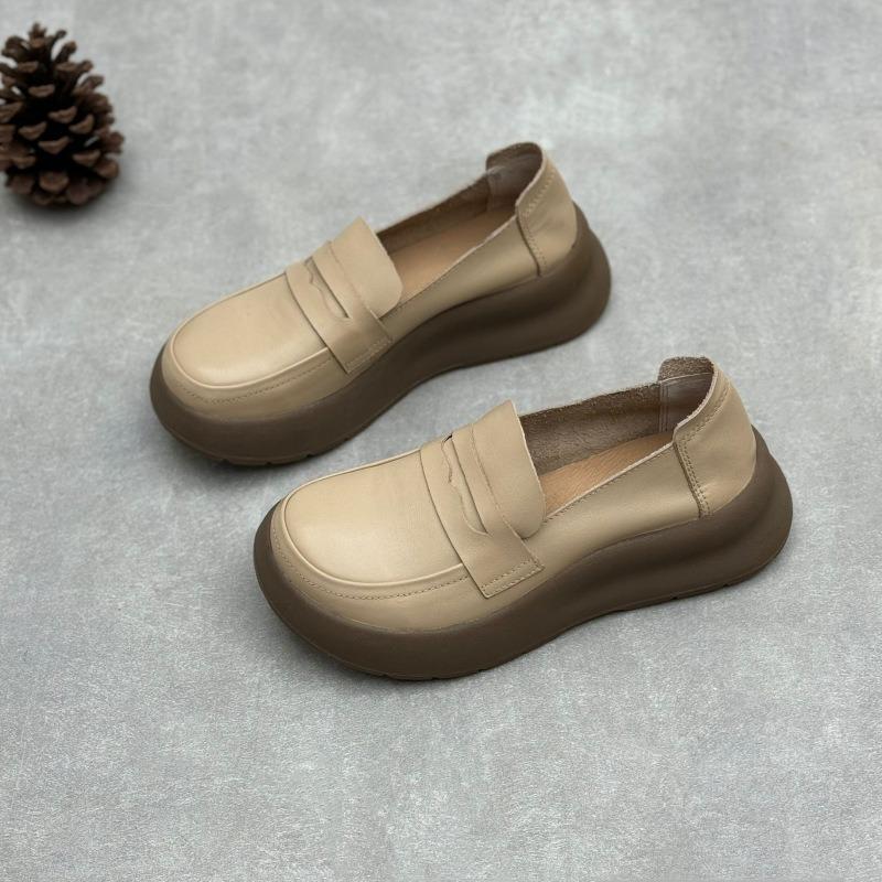Loafers Black Leather Shoes Soft Soled Casual Women's Shoes with Soft Soles