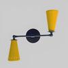 Mid Century Modern Yellow Double Wall Sconce, Brass Stilnovo Style Lamp Gift