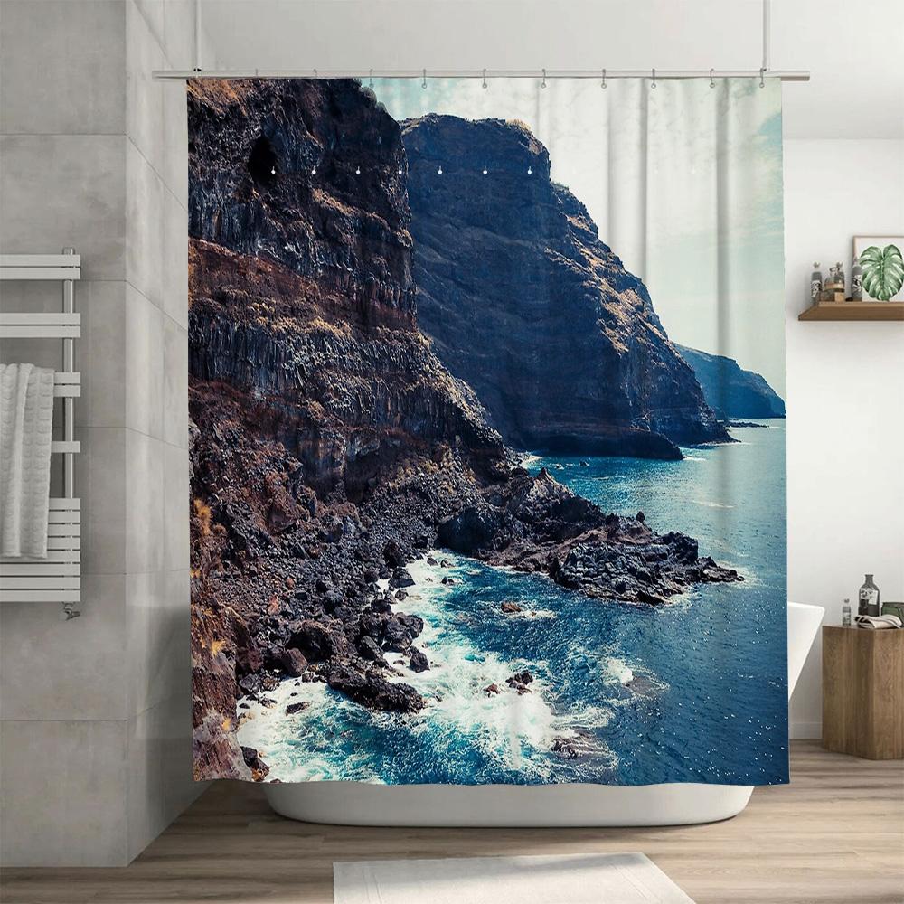 Ocean Wave Shower Curtain Coastal Beach Sea Landscape Nature Bathroom Decor Waterproof Fabric Art Print