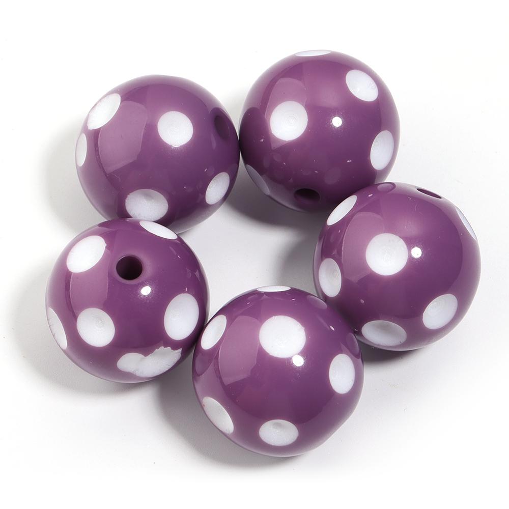 5pcs/lot 20mm White Polka Dot Resin Beads Colorful Round Loose Spacer Beads For Jewelry Making DIY Crafts Pen Beads Accessories
