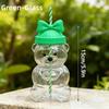 with Lid Bear Glass Cup Transparent Bear Straw Cup Cute Glass Cup with Straw  Parties
