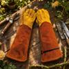 Heavy Duty Leather Gardening Gloves Extended Length Protective Gloves for Outdoor Work Gardening and Yard Maintenance