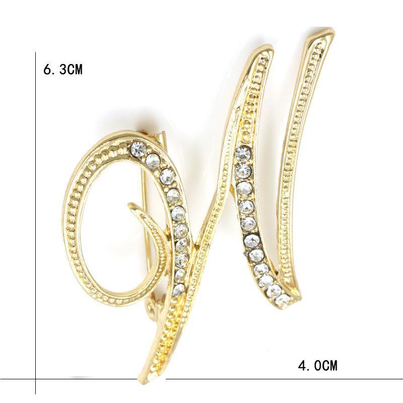Trendy 26-Letter Rhinestone Brooch Pin - Fashion Accessory for Clothing & Bags