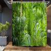 Tropical Green Plant Shower Curtain - Natural Jungle Scenery, Polyester, Washable, Includes Hooks For Bathroom Decor