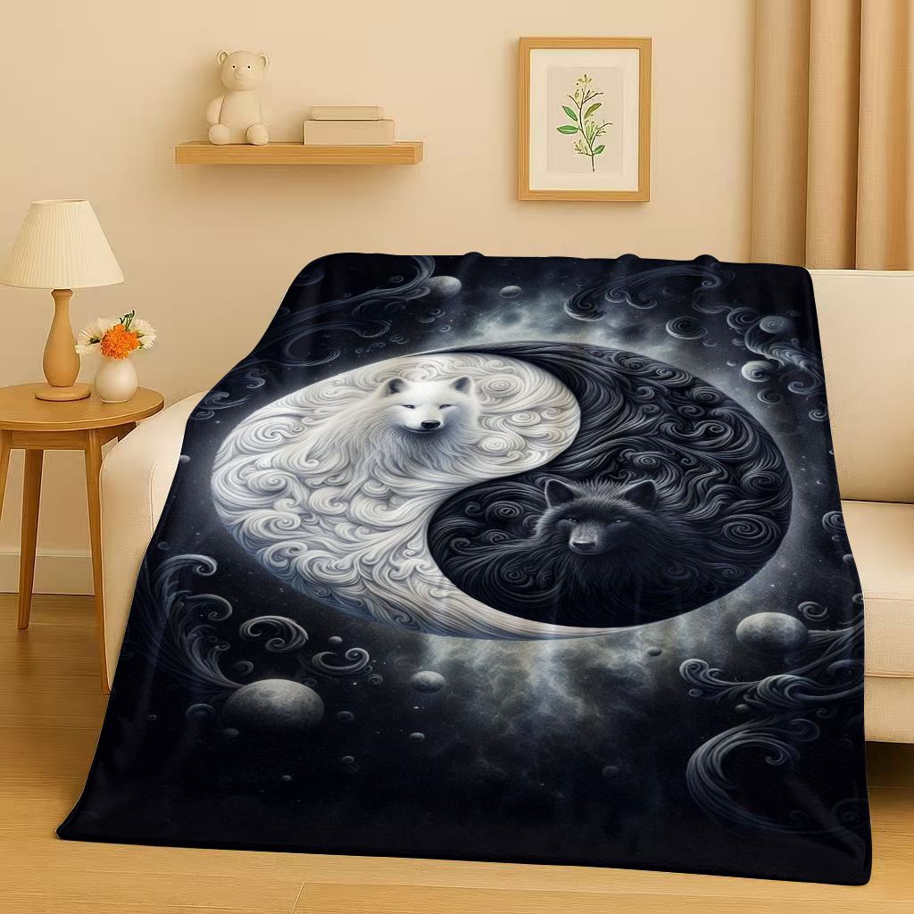 3D Yin Yang Chinese Tai Chi Eight Diagrams Natural Balance Art Flannel Blanket,Soft Plush Throw for Home Bedroom Bed Sofa Cover