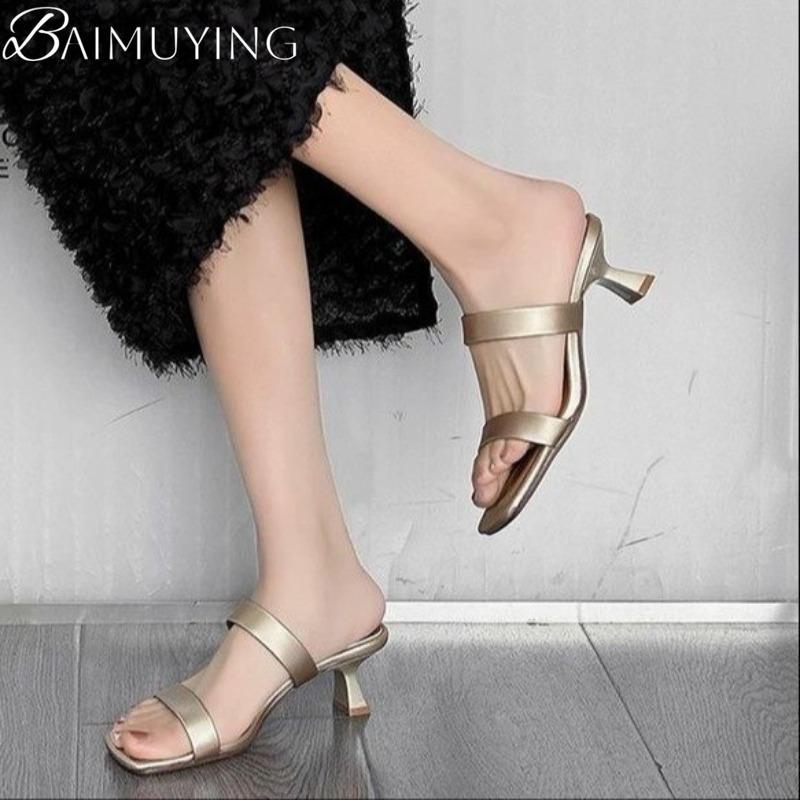 Mode Eckige Zehen Damen High Heels Pantoletten Luxus Absatzsandalen Party Neu 2025 Sommer Schuhe Sexy Kleid Designer Frau Markenpumps