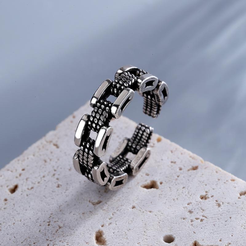 

Кольца в форме цепочки для женщин и мужчин, винтажные готические массивные ювелирные изделия в стиле хип-хоп, аксессуар для вечеринки, подарок серебряный