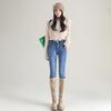 Fleece thickened jeans women's winter, women's high waist black small feet tight-fitting extended fleece outer pants