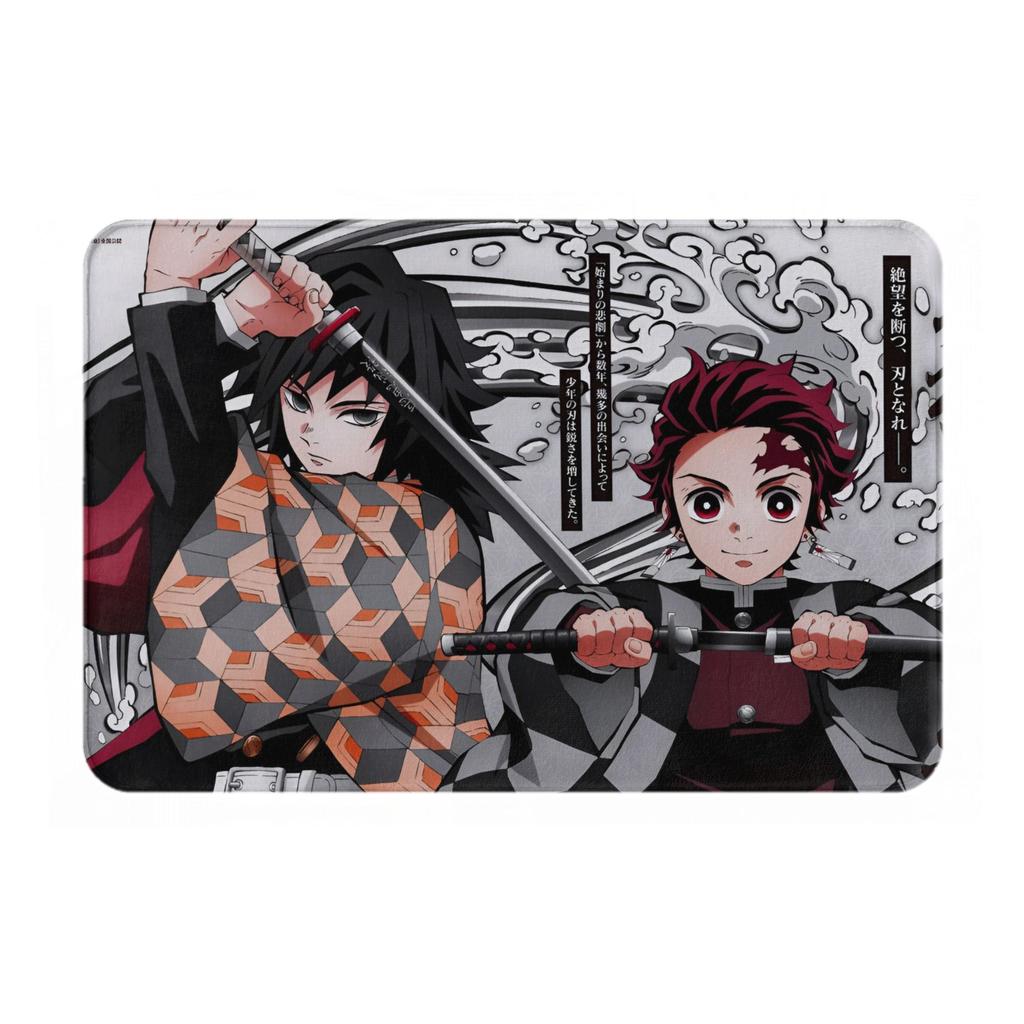 Aniem Demon Slayer Floor Door Bath Kitchen Mats Anti-Slip Outdoor Tanjiro Kamado Doormat Bedroom Balcony Entrance Carpet Rug