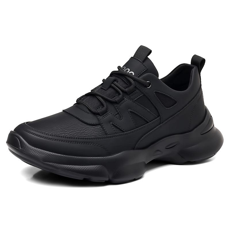 2025 Autumn Sports Casual Mesh Shoes: Breathable Black Leather for Men & Women