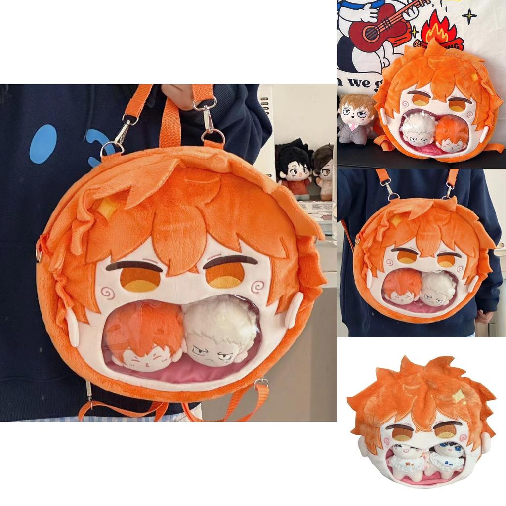 Mochila de Pelúcia Naruto com Design de Desenho Animado para Uso Diário Casual