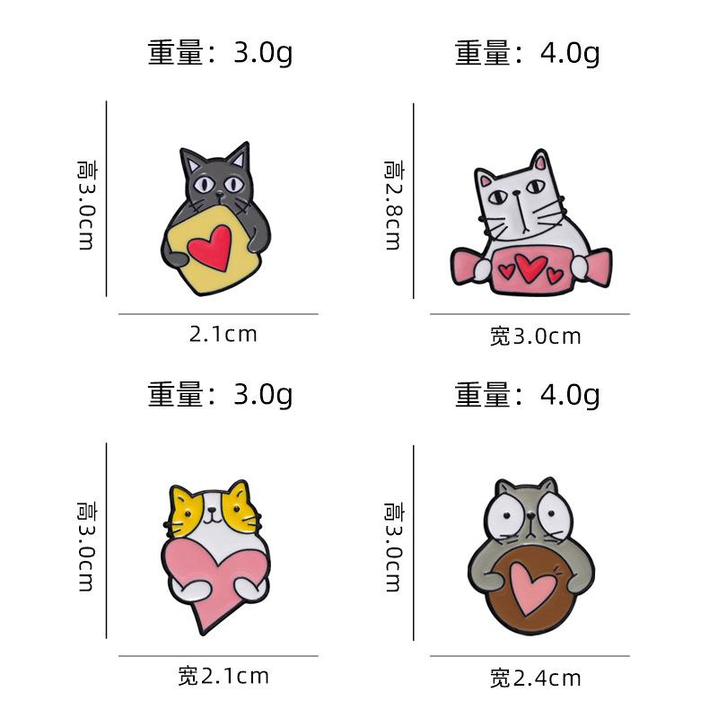 Cute Cat Holding Candy Cartoon Brooch Female Love Cute Little Animal Anti-light, No Sewing and Dripping Oil
