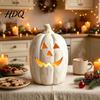 Decoratieve Lantaarns Halloween Pompoen Kaarsenhouder Hars Lantaarn Theelichthouder met Herbruikbare Feestelijke Ornamenten Uitgesneden Gezicht voor Herfst Boerderij
