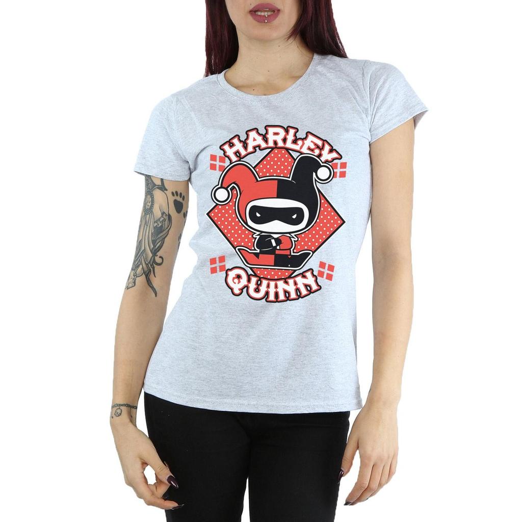 DC Comics Womens/Ladies Chibi Harley Quinn Badge Cotton T-Shirt