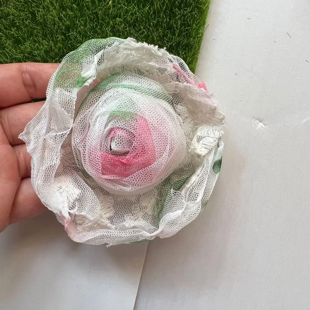 14cm 3D Organza Flowers DIY Silk Flower Lace Patches Applique Wedding Dress Accessories Gradient Lace Trim Sewing Accessories