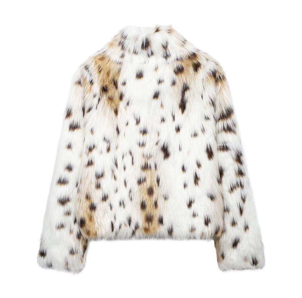 Europe, America, autumn and winter Mao Mao environmental protection artificial hair fox hair leopard print fur coat women's short jacket coat