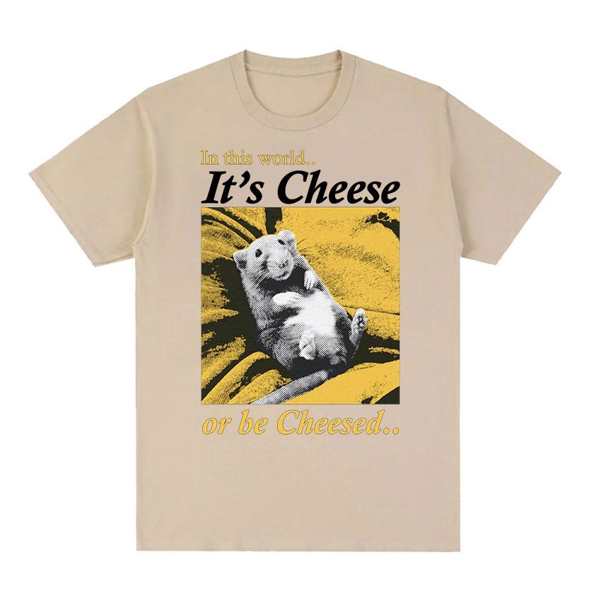 

It s Cheese or Be Cheesed Rat забавные футболки с рисунком для мужчин и женщин, модная футболка высокого качества в стиле ретро, ​​повседневная хлопковая футболка большого размера