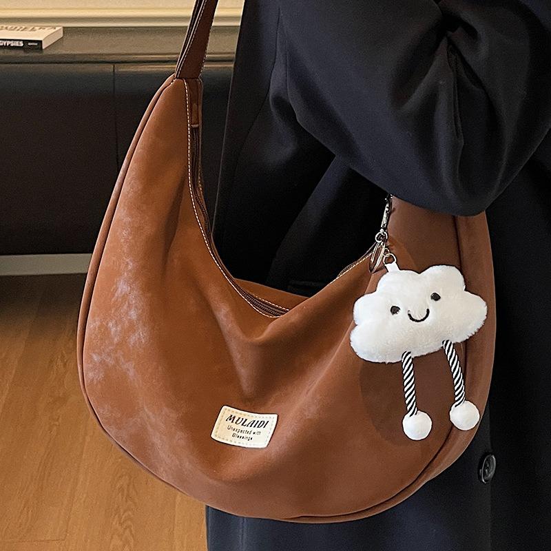 Große Kapazität Teigtaschen-Tasche Damen Herbst Neu Einfache Umhängetasche Aktentasche Lässige Halbmond-Tasche