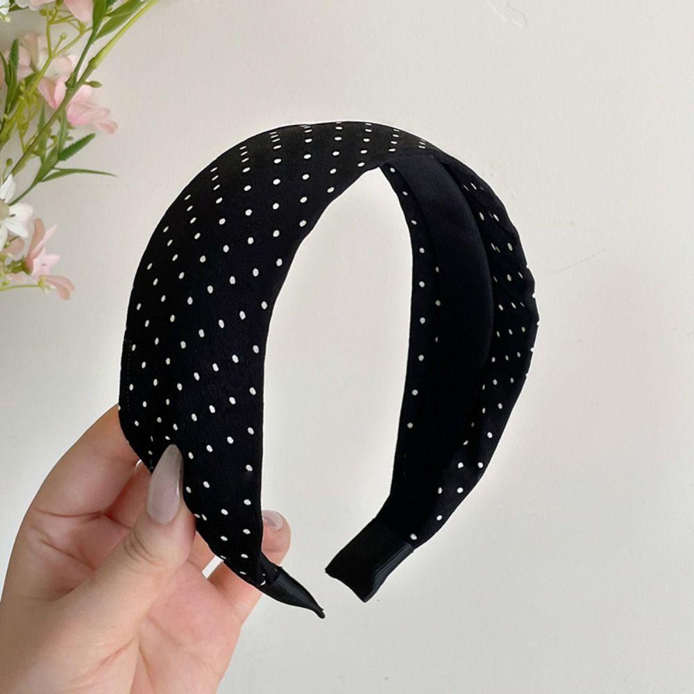Retro Polka Dot Wide Edge Headband Wide-Edge Retro Style Polka Dot Headband Black White Hair Hoop Hair Accessories