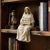 Resin Virgin Mary Figurine Handmade Sitting Mary Christ Statue Inspirational Religious Sculpture with Blessing Sign for Home Office Tabletop Car Decor