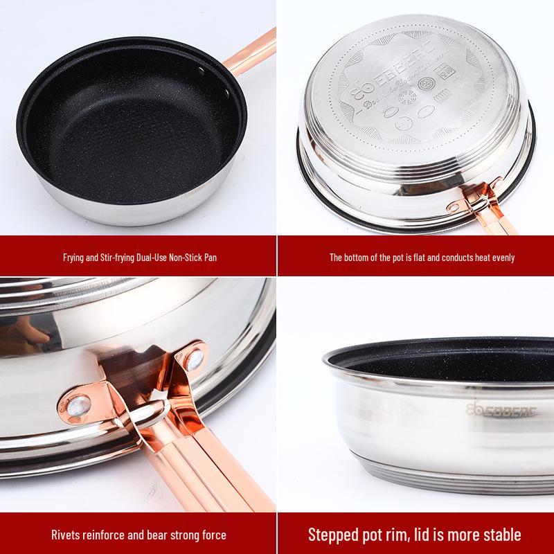 12-Piece Stainless Steel Cookware Set: Thickened Stockpot, Non-stick Frying Pan, Hot Pot, and Special Pot