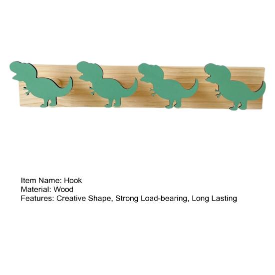 Wall Mounted Storage Hook Strong Load-bearing Dinosaur Shaped Bedroom Entryway Wooden Clothes Hook Coat Hanging Rack