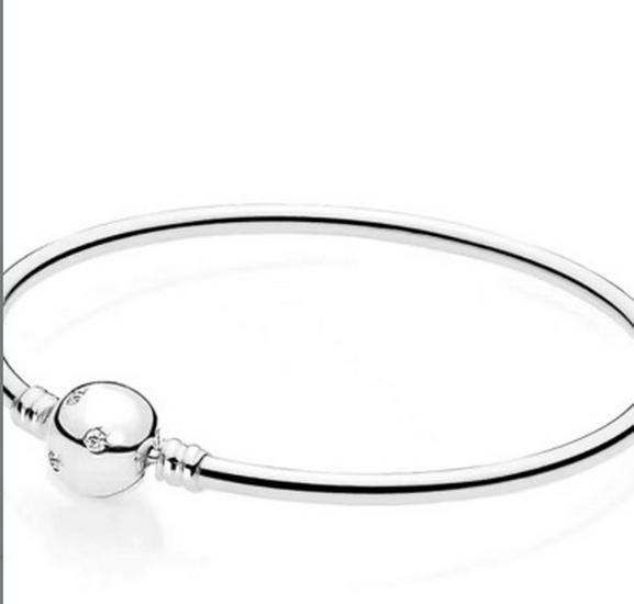 Посеребренный браслет Пан из белой меди с круглой застежкой, дизайн в виде браслета-короны и цепочка «змеиная кость» – Совместим с бусинами для DIY. 17 cm