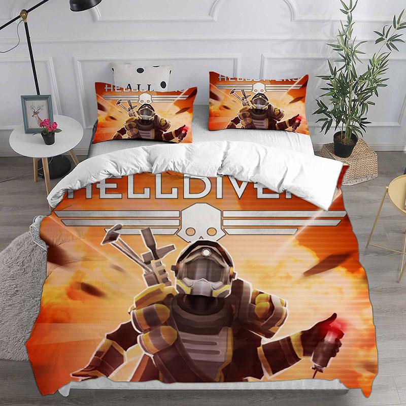 3D HELLDIVERS 2 Bedding Sets Comforter Quilt Bed Cover Duvet Cover Pillow Case 2-3 Pieces Sets Kids Adult Size For Home Textiles